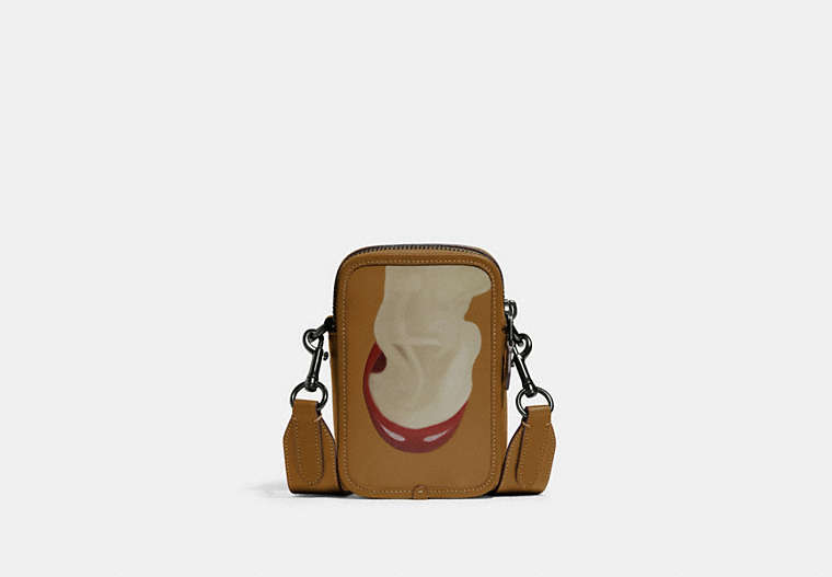 COACH®,COACH X TOM WESSELMANN ROGUE CROSSBODY 12,Glovetanned Leather,Small,Light Toffee Multi,Front View