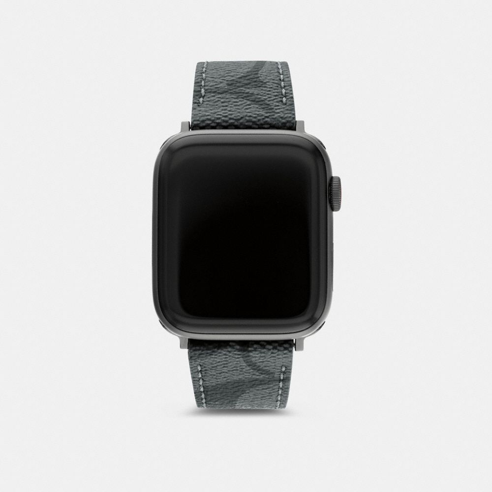 COACH®,APPLE WATCH® STRAP, 42MM and 44MM,Black,Front View