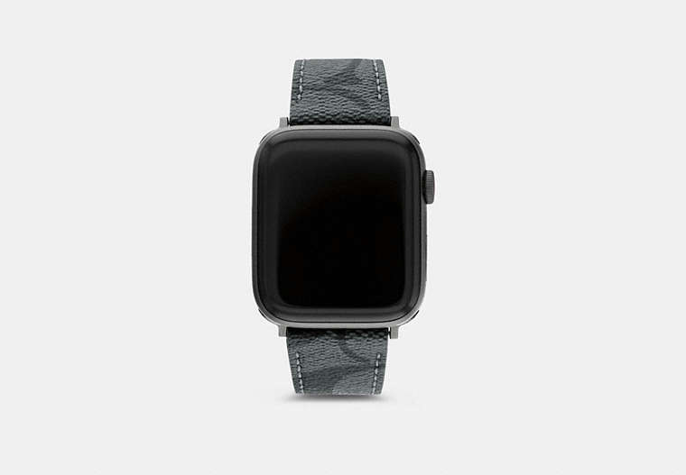 COACH®,APPLE WATCH® STRAP, 42MM AND 44MM,Signature Canvas,Black,Front View