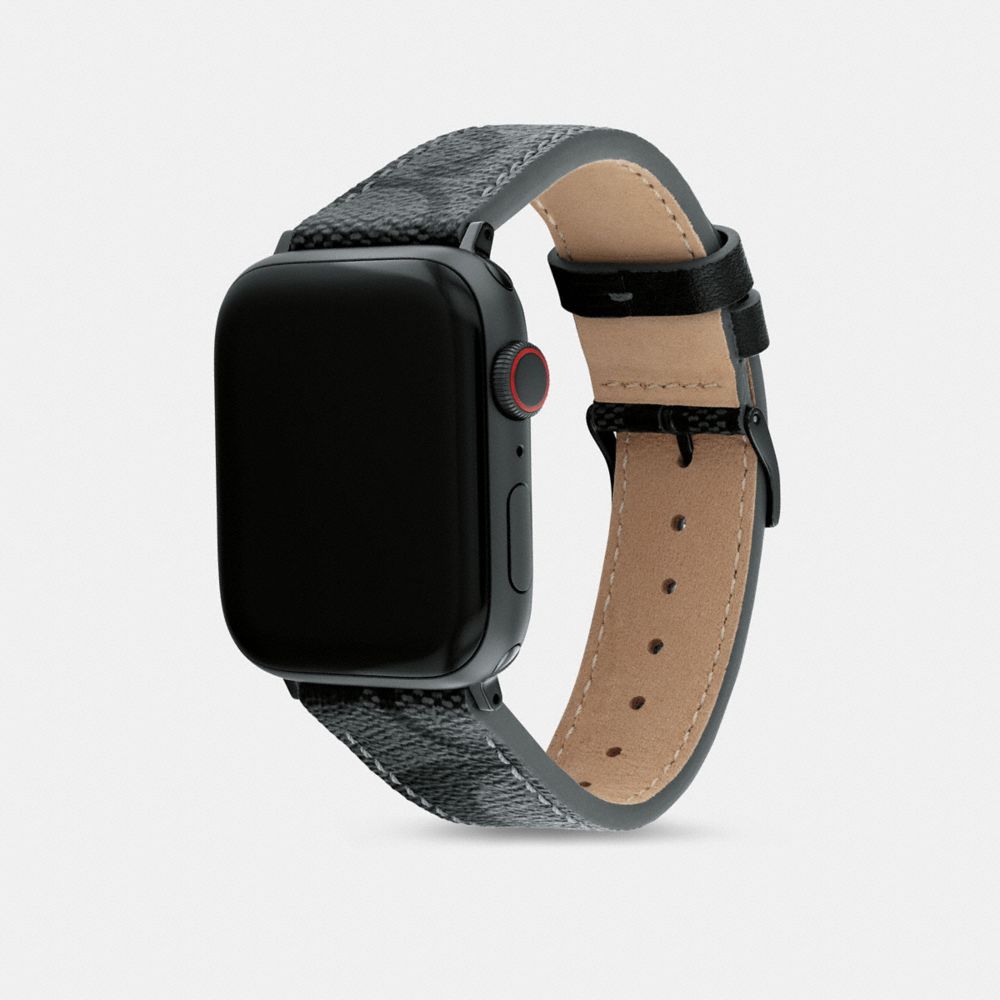 COACH®,APPLE WATCH® STRAP, 42MM and 44MM,Black,Angle View