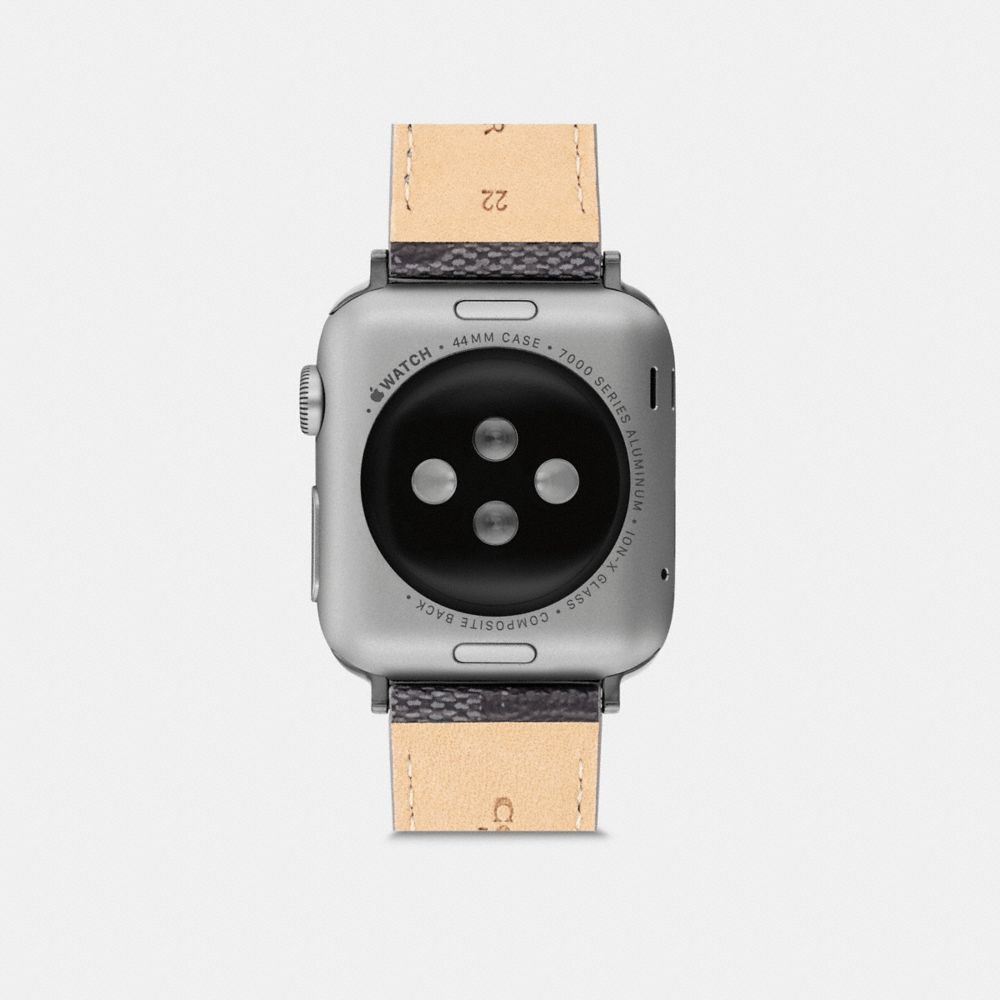 COACH®,BRACELET APPLE WATCH, 42 MM ET 44 MM,Toile signature,Noir,Back View