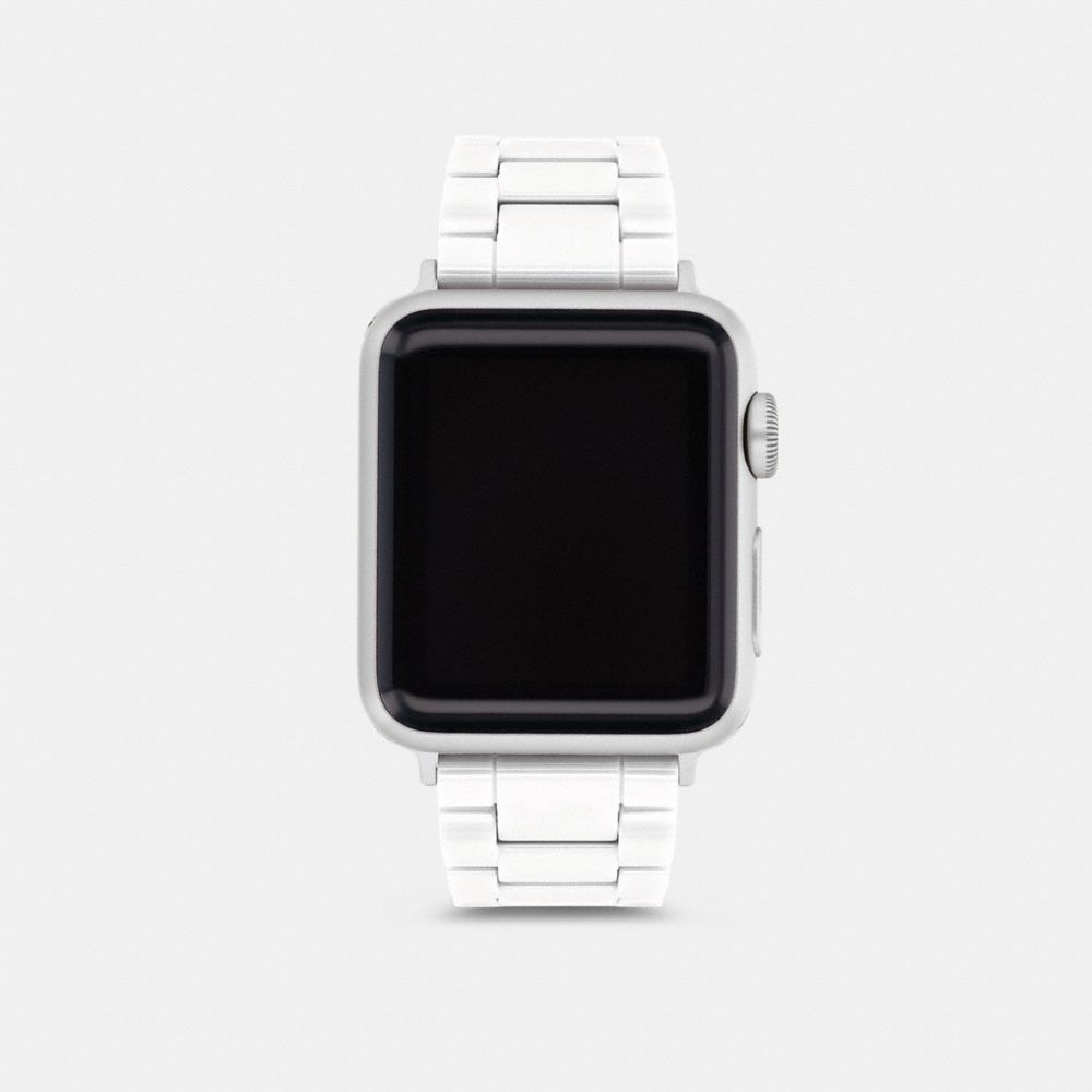 COACH®,APPLE WATCH® STRAP, 38MM and 40MM,Ceramic,White,Front View