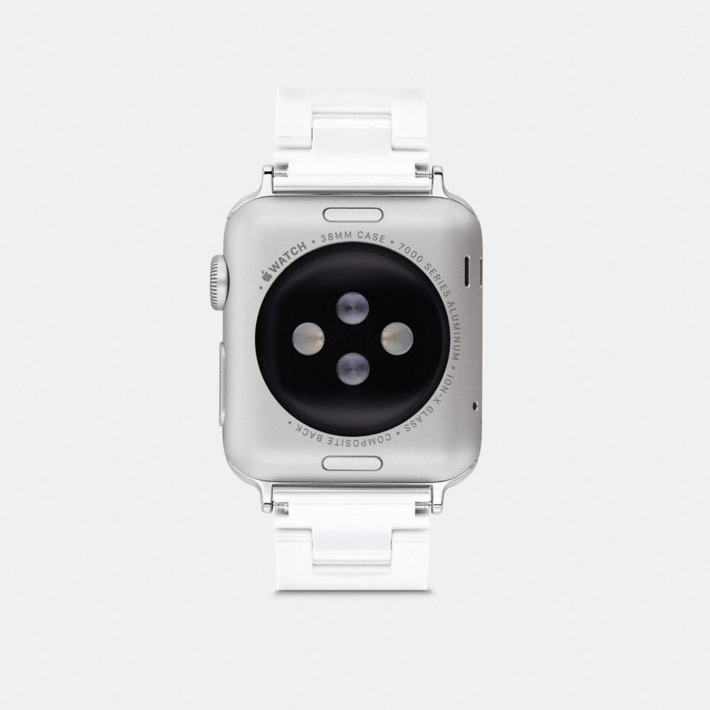 COACH®,APPLE WATCH® STRAP, 38MM and 40MM,Ceramic,White,Back View