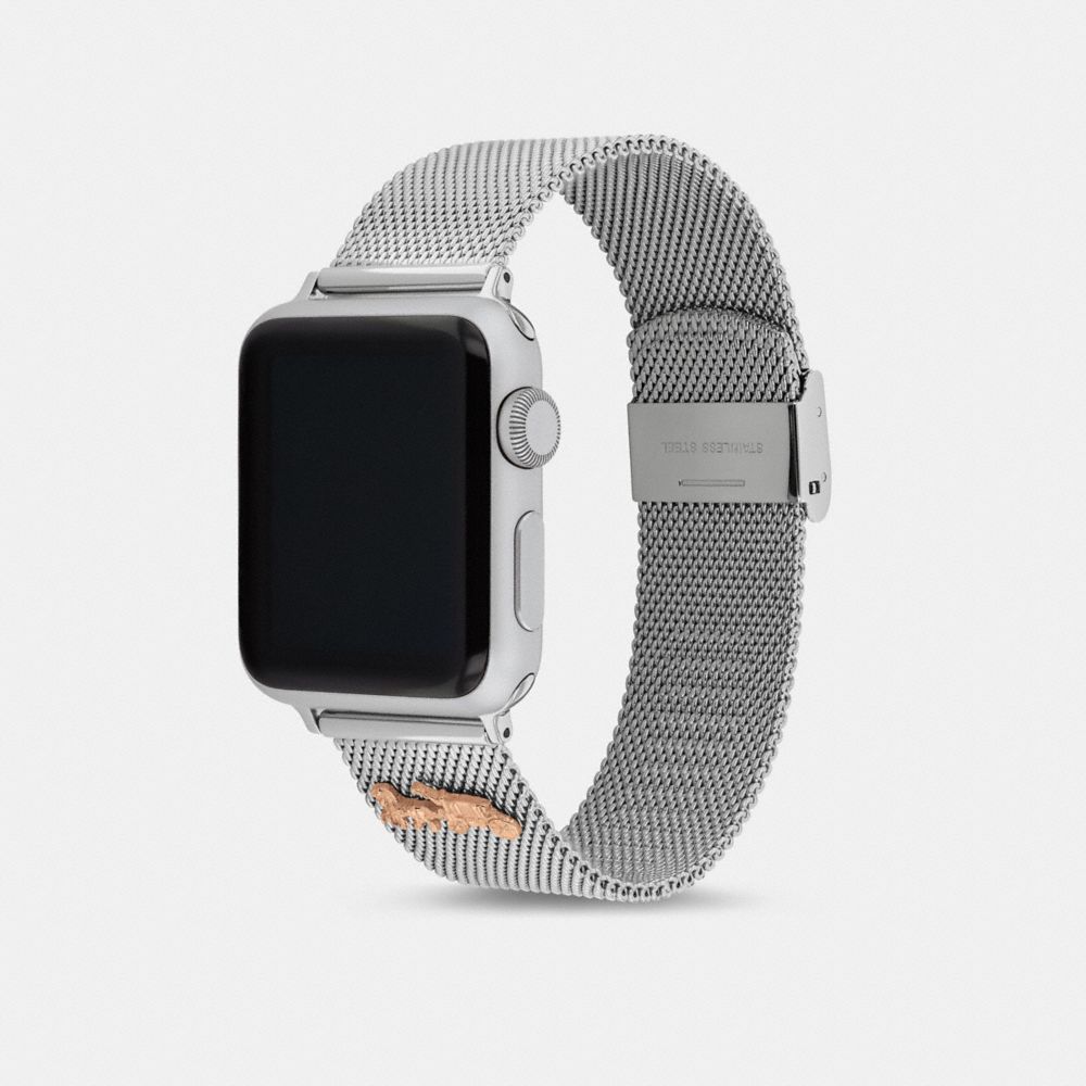 COACH®,APPLE WATCH® STRAP, 38MM and 40MM,Metal,Stainless Steel,Angle View