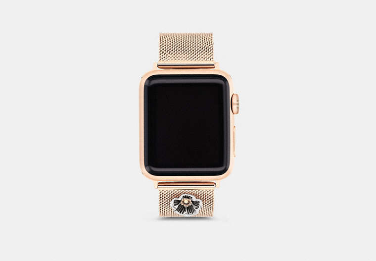 COACH®,APPLE WATCH® STRAP, 38MM and 40MM,Metal,Rose Gold,Front View