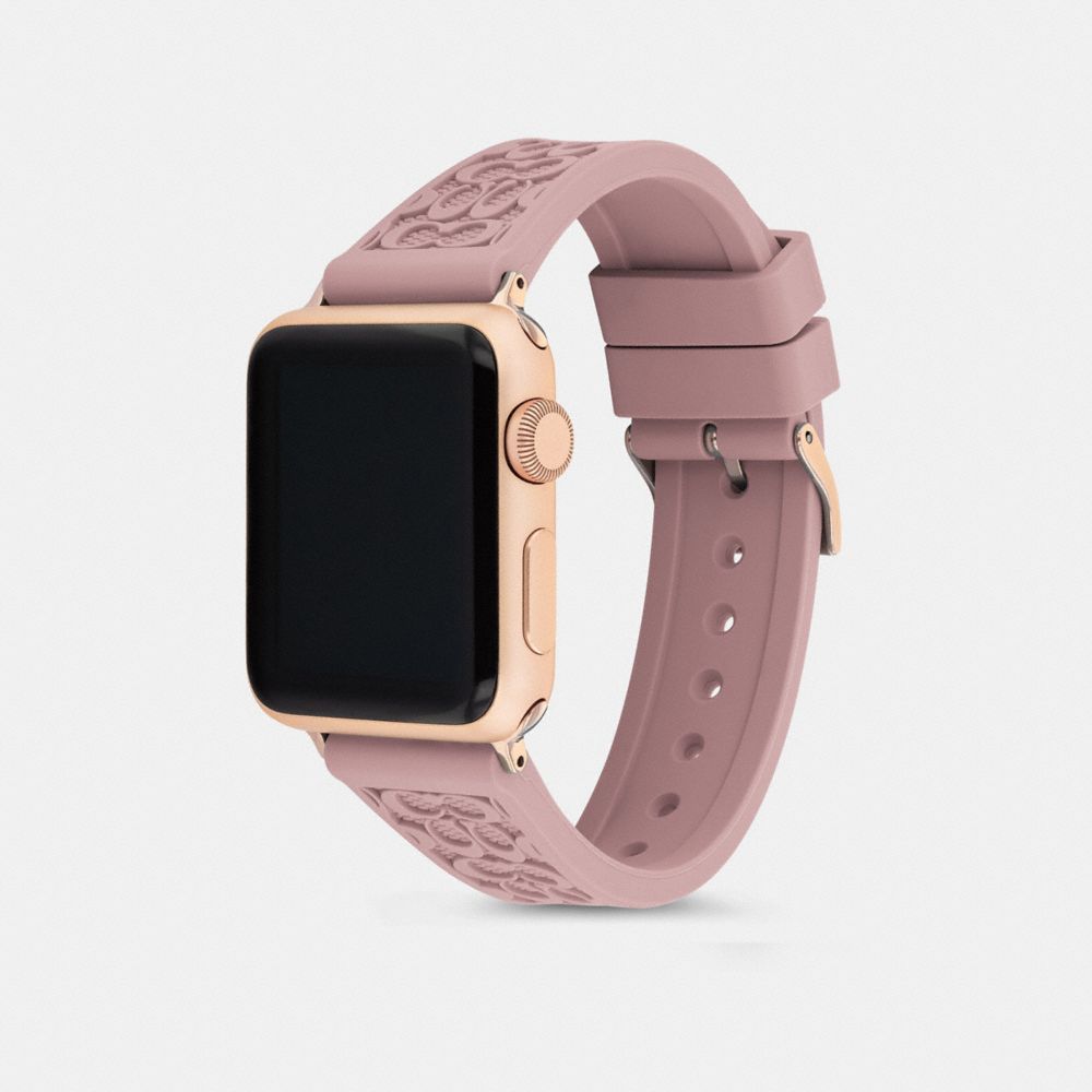 COACH®,APPLE WATCH® STRAP, 38MM and 40MM,Rubber,Blush,Angle View