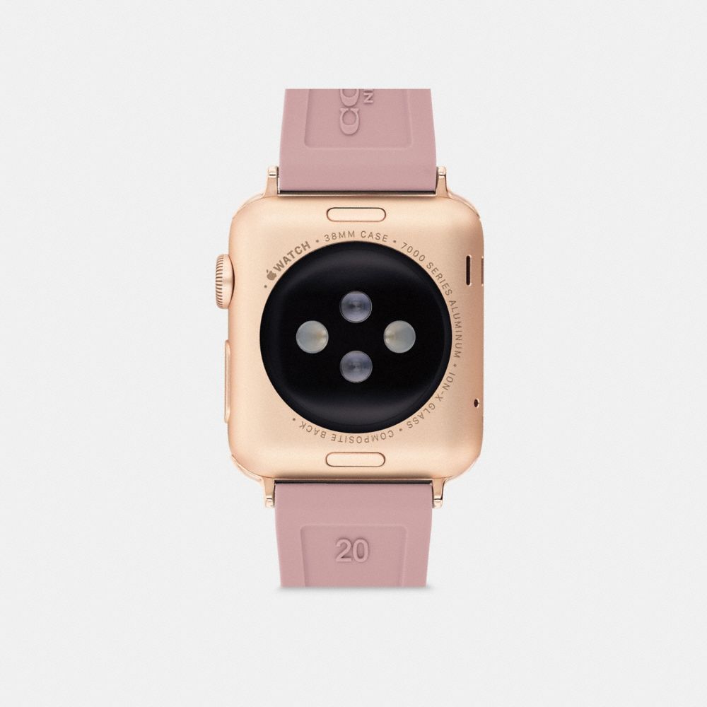 COACH®,Apple Watch® Strap, 38 Mm And 40 Mm,Watch Strap,Rubber,Casual,Blush,Back View