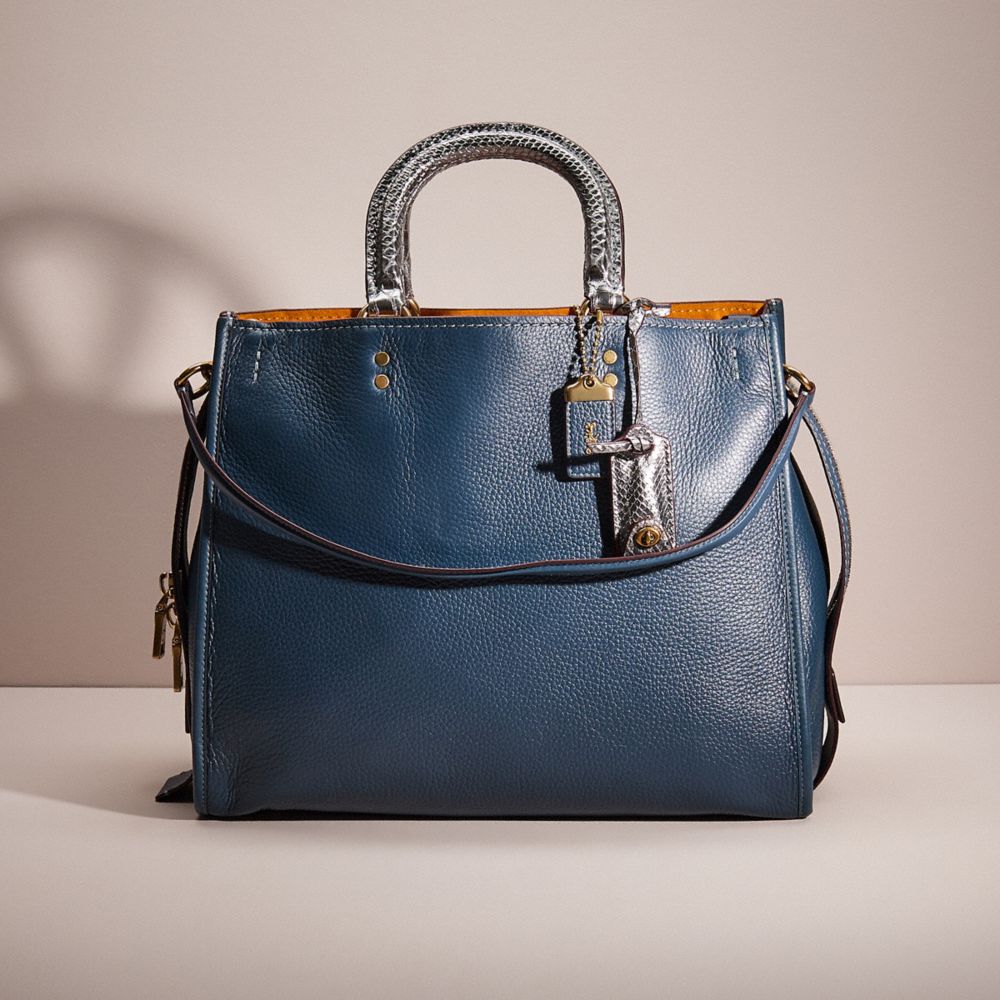 Coach Restored Rogue 36 In Colorblock With Snakeskin Detail In Blue