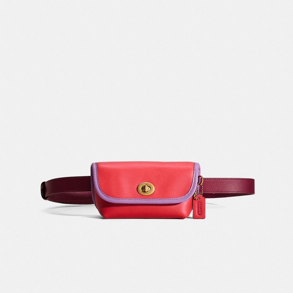 Coach Restored Turnlock Flare Belt Bag In Colorblock In Burgundy