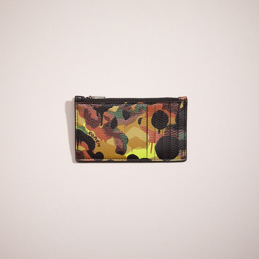 Coach Restored Zip Card Case With Camo Print In Green/black