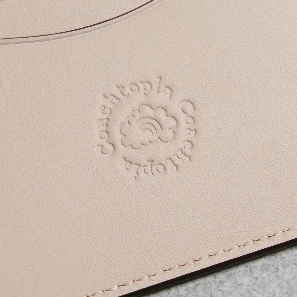 COACH®,Wavy Card Case In Regenerative Leather With Cherry Print,Polyester,Card Case,Faux Leather,Logo,Pattern,Embossed,Sus...,Cream
