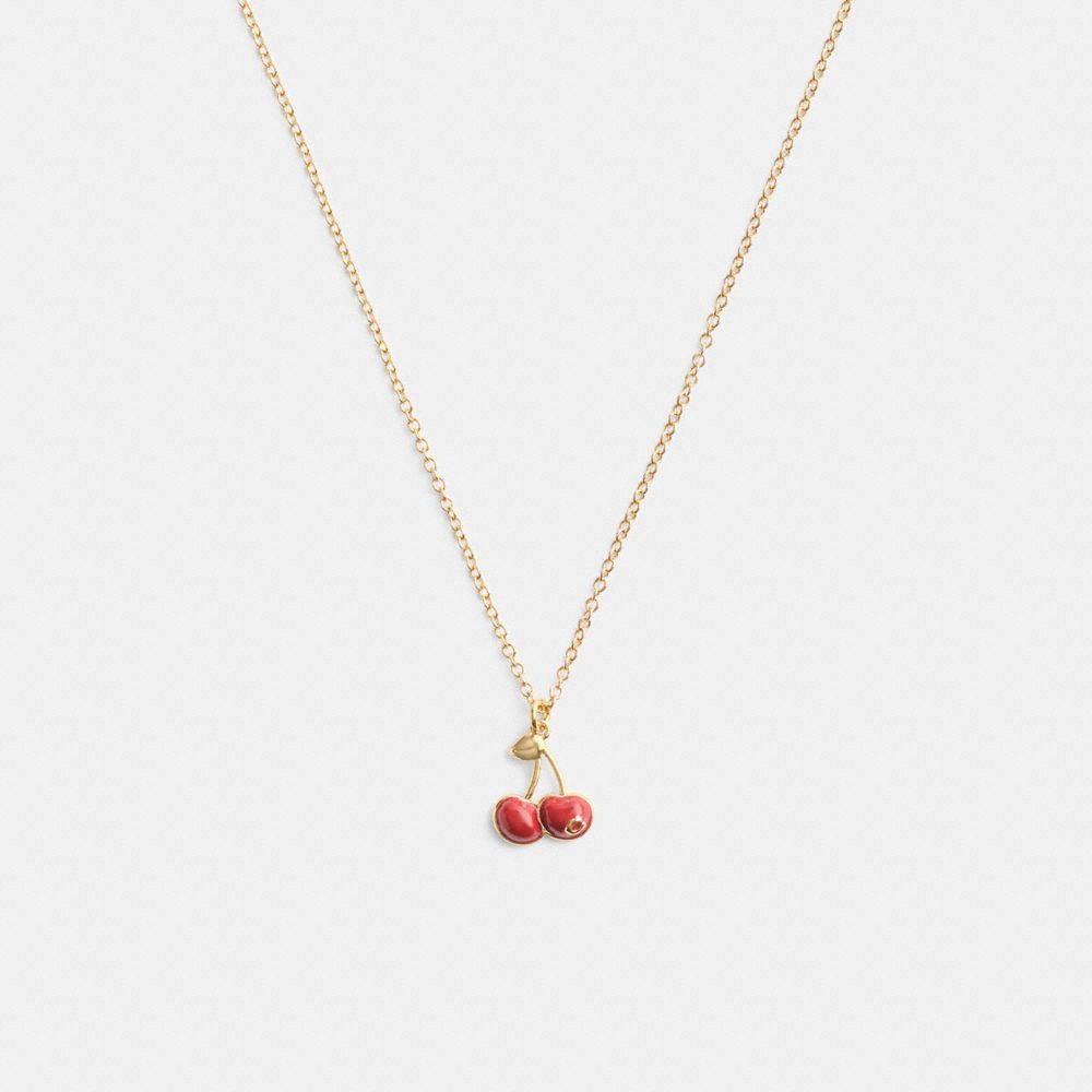 COACH®,Cherry Charm Pendant Necklace,,Front View