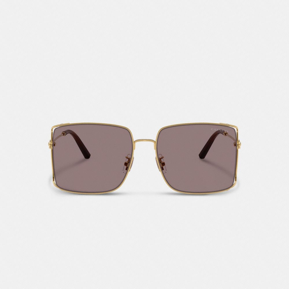 Coach Metal Square Sunglasses In Mauve