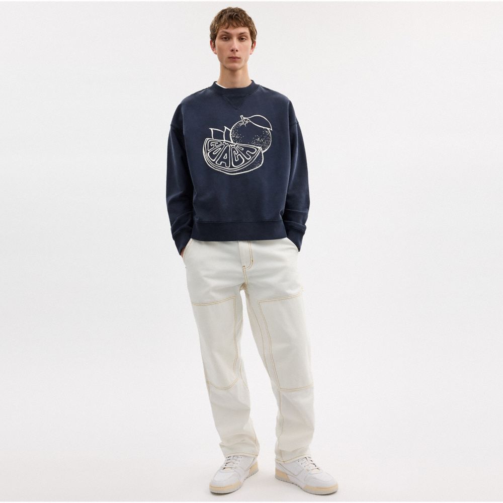COACH®,オレンジ クルーネック スウェットシャツ,トップス&パンツ,ｳｫｯｼｭﾄﾞ ﾈｲﾋﾞｰ