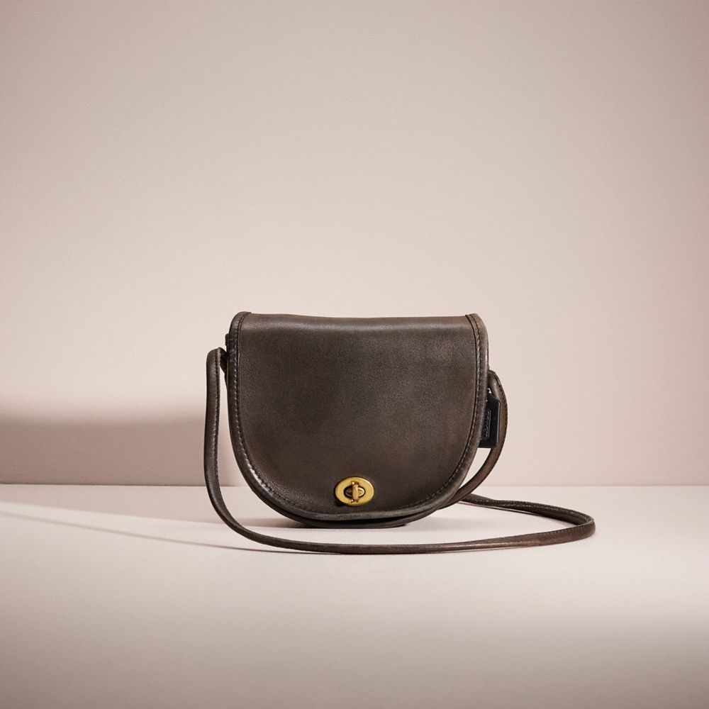 COACH®,VINTAGE MINI BELT BAG,Leather,Brass/Black,Front View