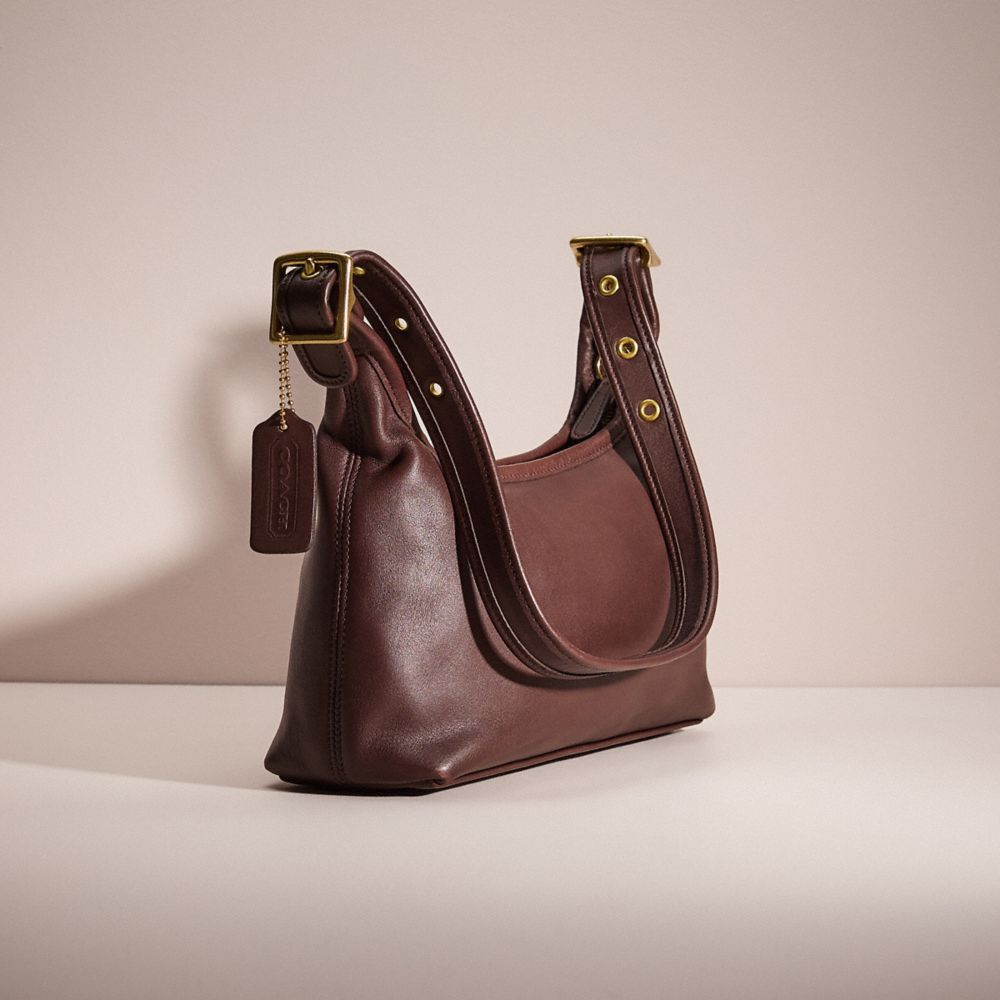 COACH®,Vintage Small Legacy Hobo Bag,Brown,Angle View