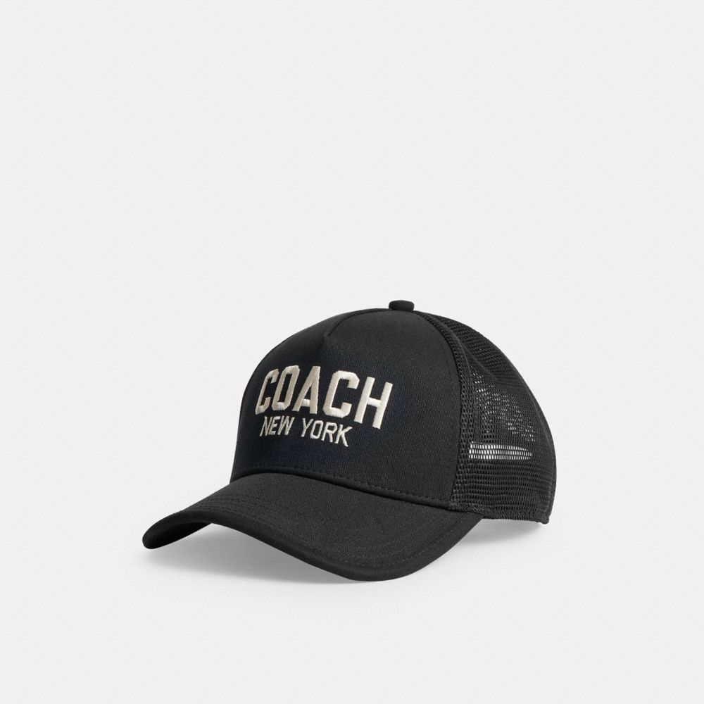 COACH®,Trucker Hat,Mesh,Cotton,Trucker,Mesh,Breathable,Casual,Black,Front View