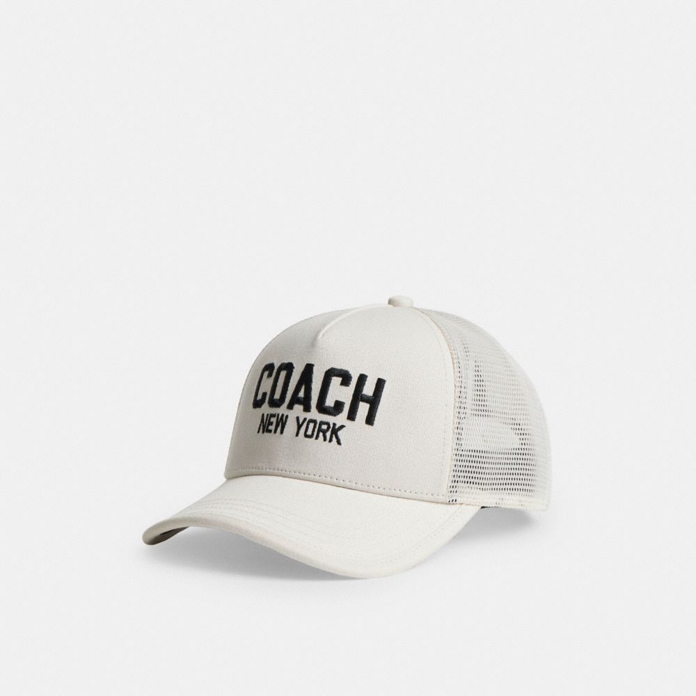 COACH®,Trucker Hat,Mesh,Cotton,Trucker,Mesh,Breathable,Casual,White,Front View