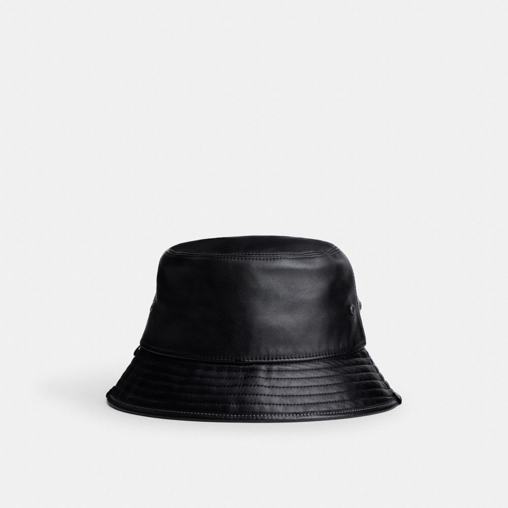 COACH®,Leather Bucket Hat,,Front View