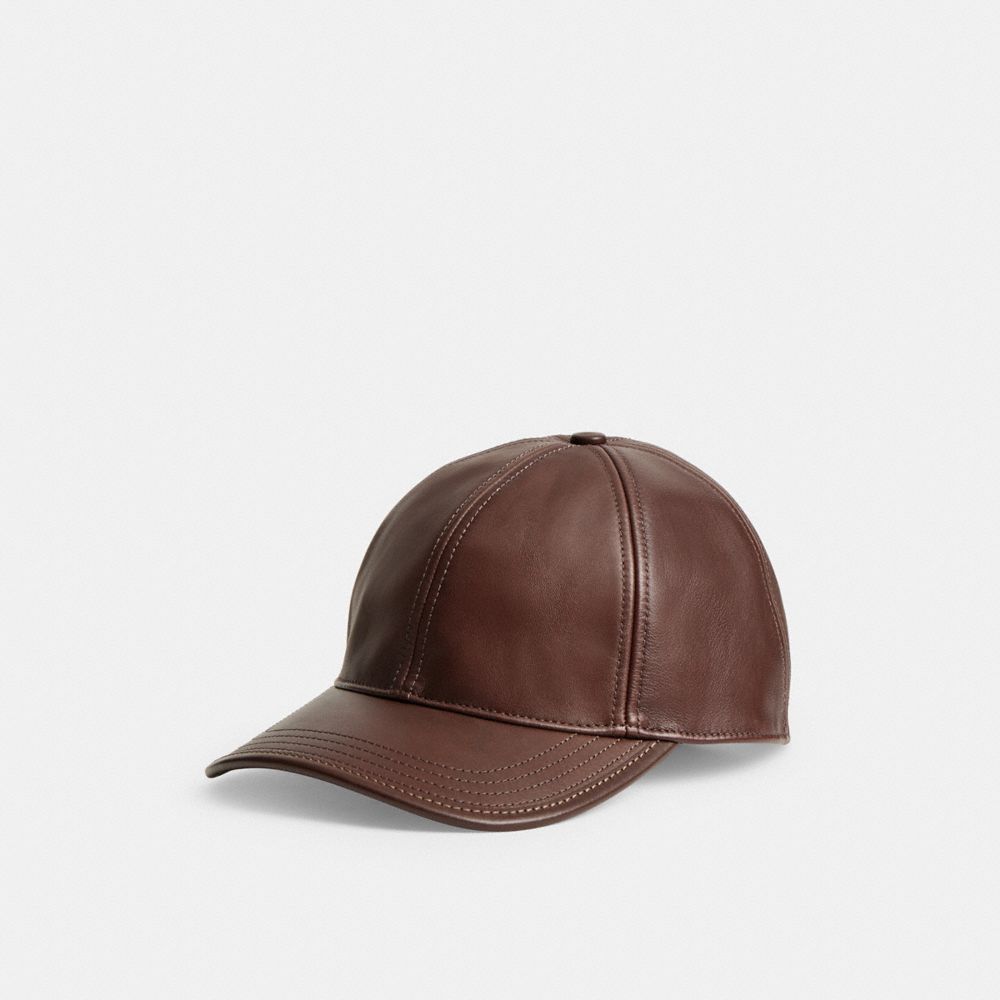 COACH®,Leather Baseball Hat,,Front View