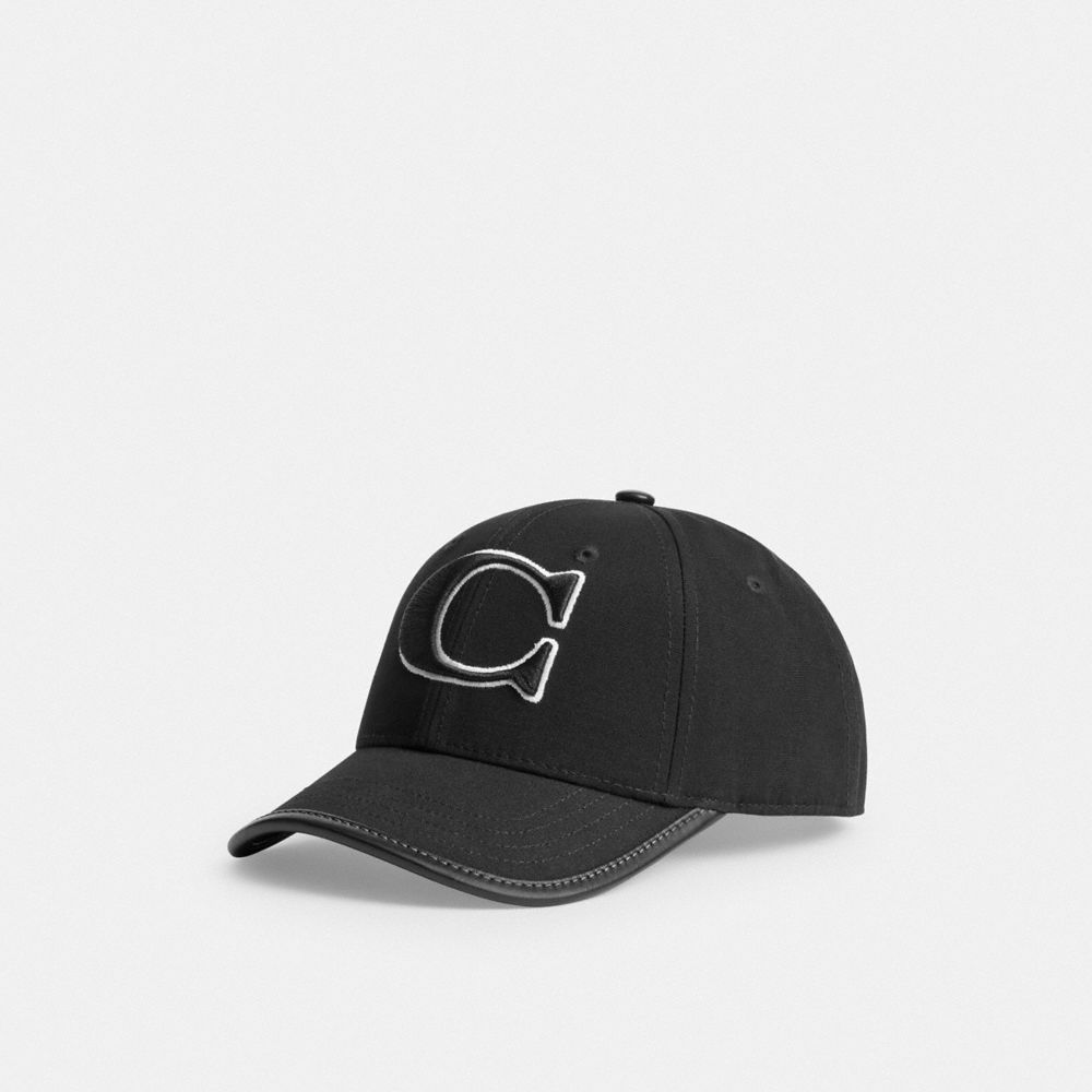 COACH®,Baseball Hat,Lining Cotton,Cotton,Baseball Cap,Piping,Casual,Black,Front View