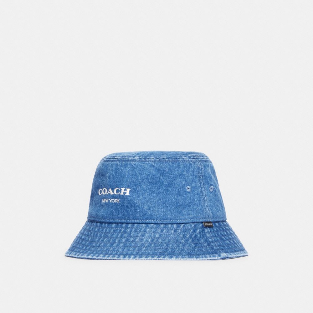 COACH®,Denim Bucket Hat,,Front View