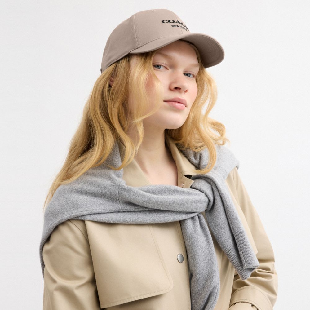 COACH®,Embroidered Baseball Hat,Cotton,Baseball Cap,Logo,Casual,Beige,Detail View