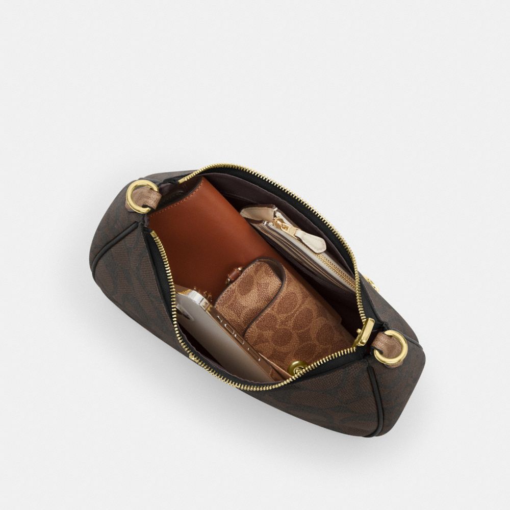 COACH®,Teri Hobo Bag In Blocked Signature Canvas,Canvas,Shoulder Bag,Casual,Brown,Inside View,Top View