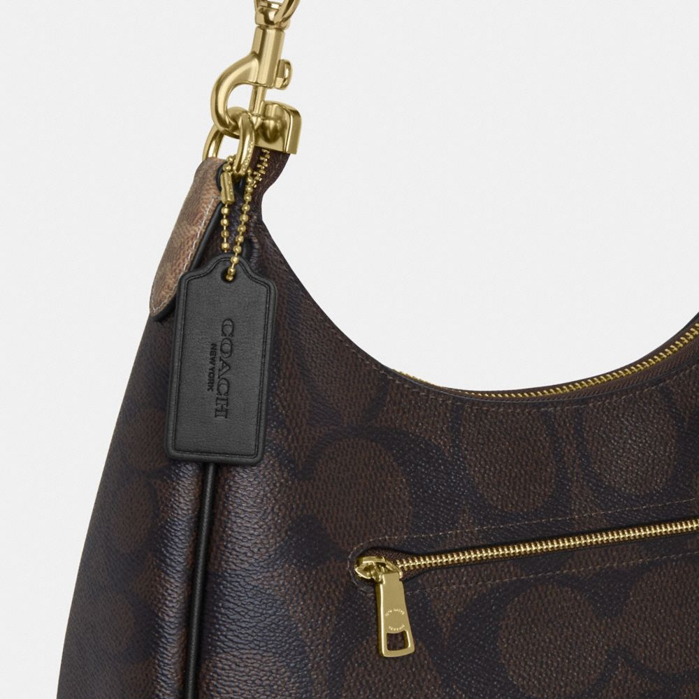 COACH®,SAC BESACE TERI EN TOILE SIGNATURE À CONTRASTE DE COULEUR,Toile exclusive,Or/Noyer/Havane,Closer View