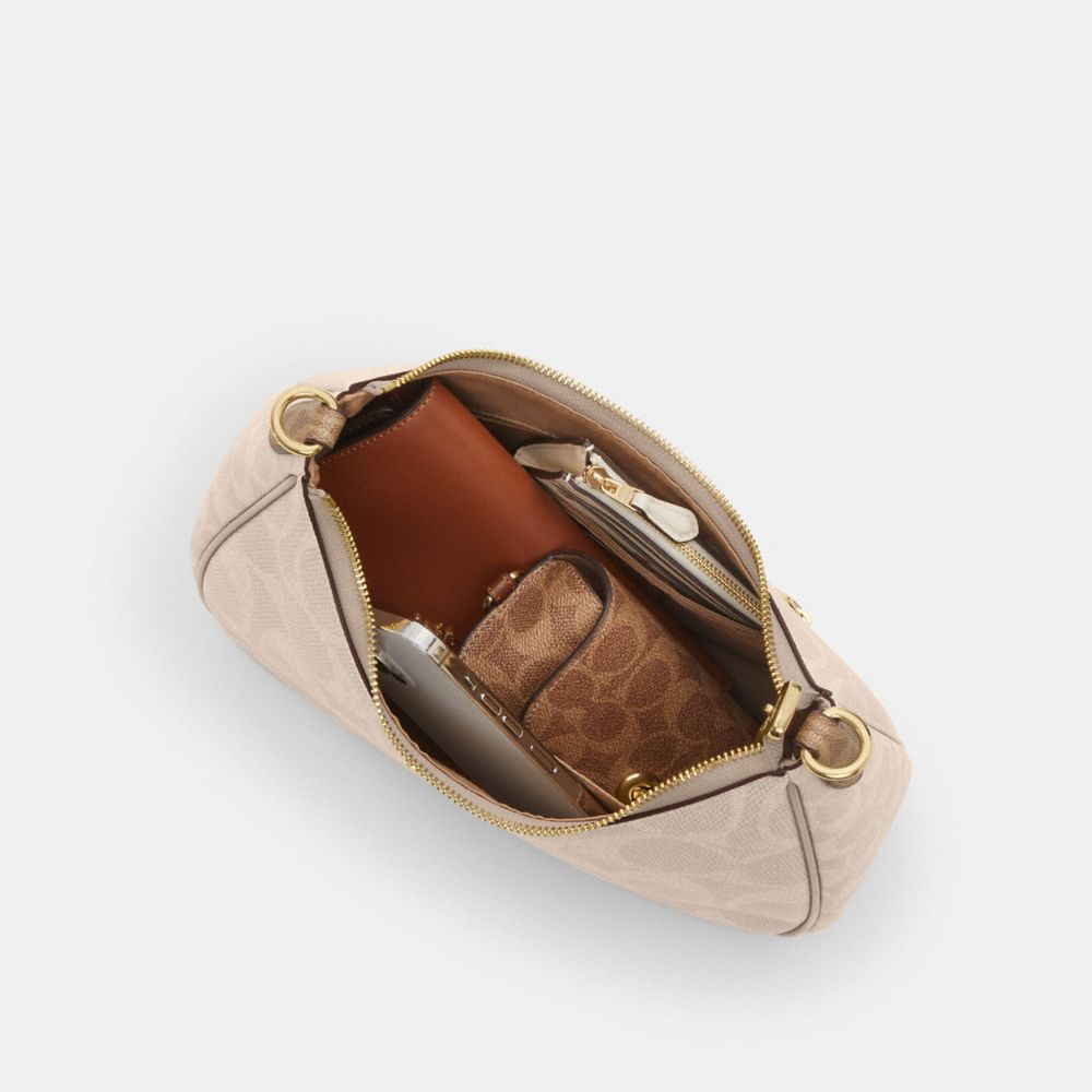COACH®,Teri Hobo Bag In Blocked Signature Canvas,Canvas,Shoulder Bag,Casual,Beige,Inside View,Top View