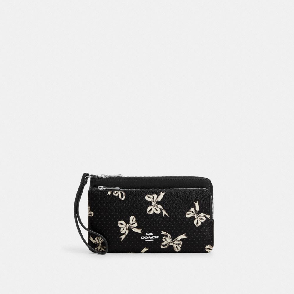 COACH®,Double Zip Wallet With Bow Print,,Front View