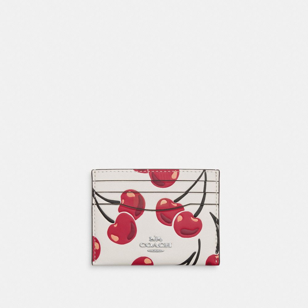 COACH®,Slim Id Card Case With Cherry Print,,Front View