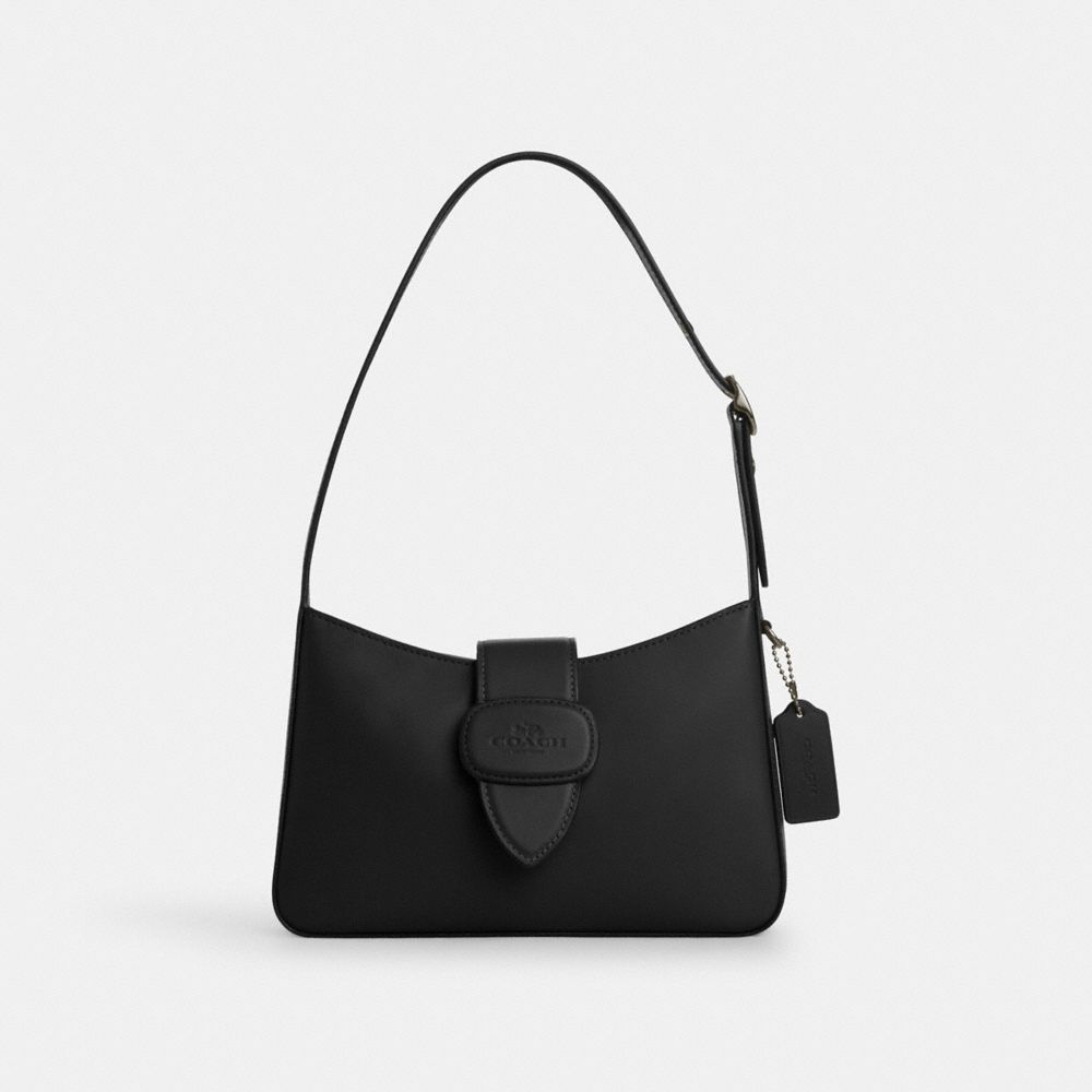 COACH®,Eliza Shoulder Bag With Zipper Closure,Shoulder Bag,Logo,Casual,Black,Front View image number 0