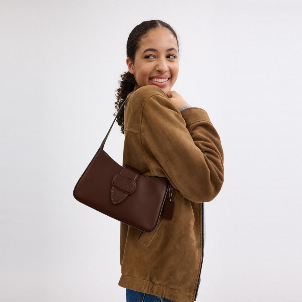 COACH®,Eliza Shoulder Bag With Zipper Closure,Shoulder Bag,Logo,Casual,Brown,Detail View