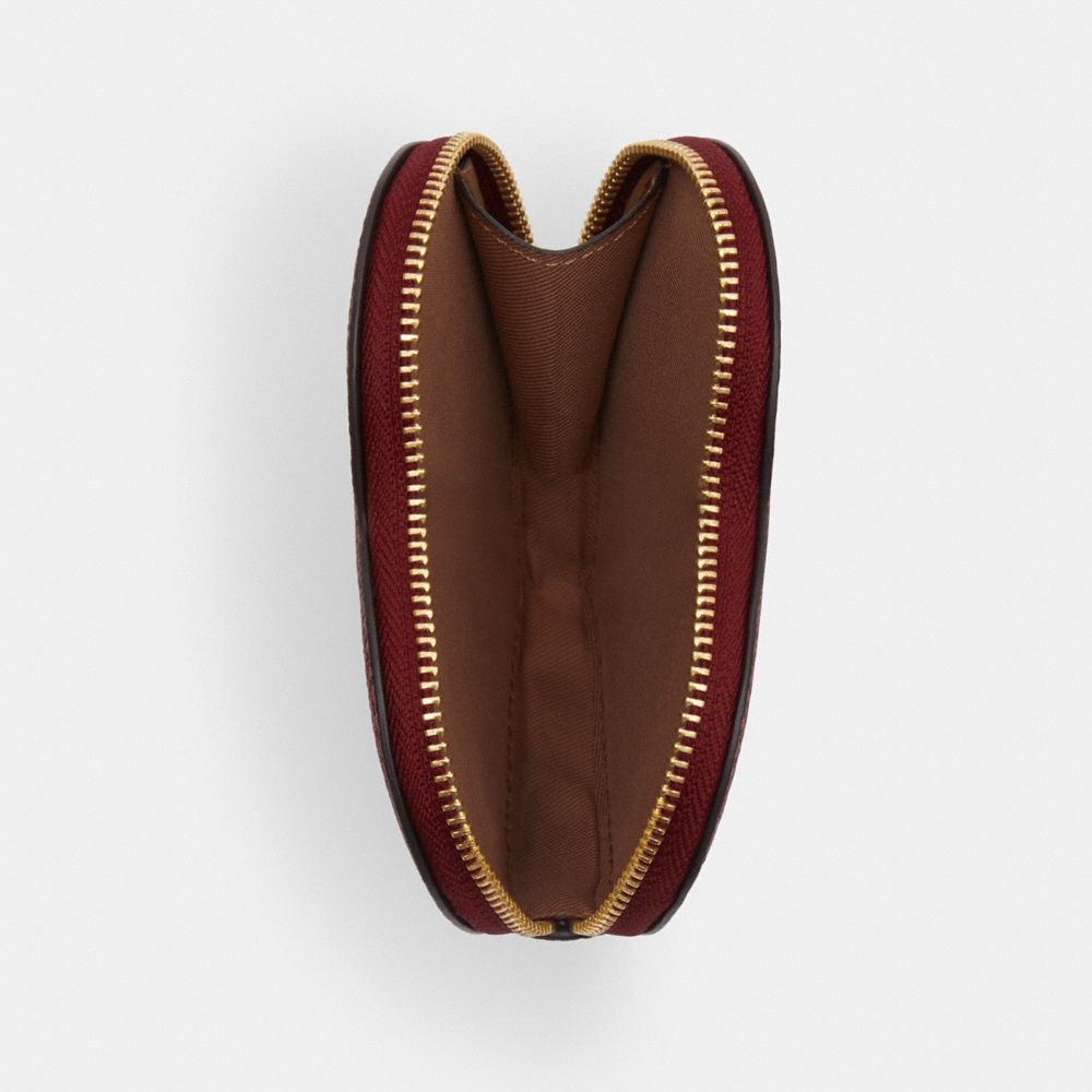 COACH®,ÉTUI-MONNAIE EN FORME DE CŒUR,Cuir Cross-grain,Or/rubis foncé,Inside View,Top View