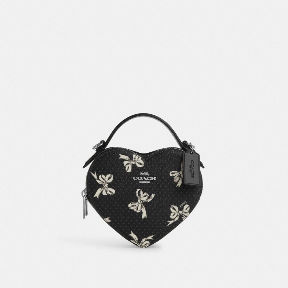 COACH®,Heart Crossbody Bag With Bow Print,,Front View