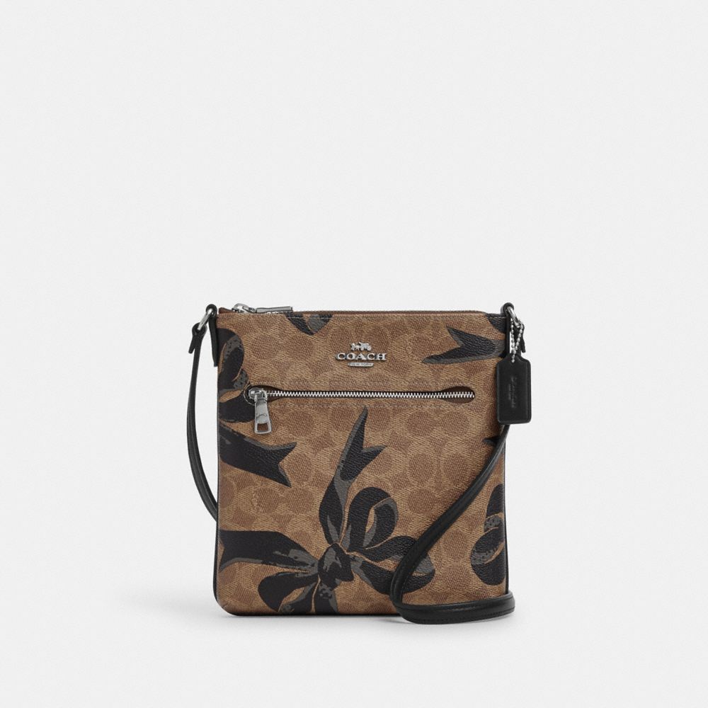 COACH®,Mini Rowan File Bag In Signature Canvas With Bow Print,,Front View