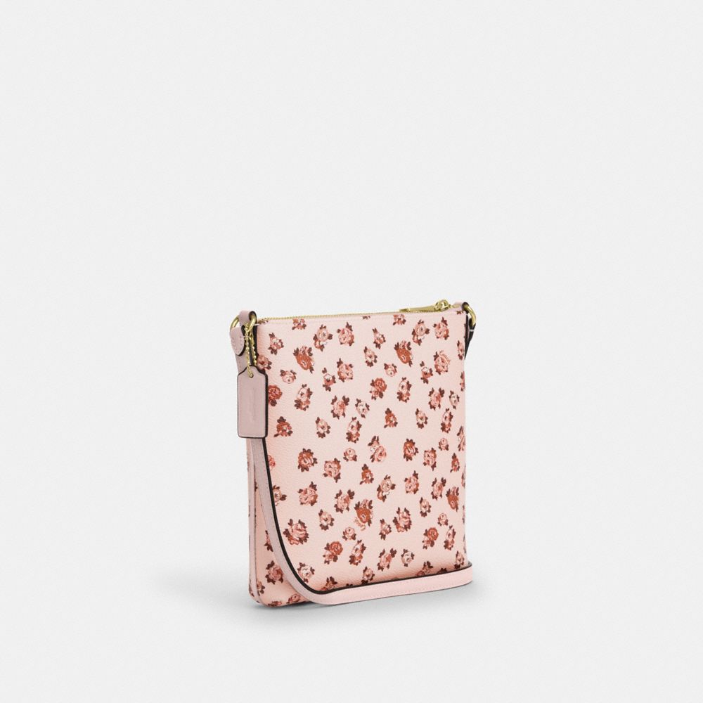 COACH®,MINI SAC DE CLASSEMENT ROWAN AVEC IMPRIMÉ ROSE,Or/Rose fard multi,Angle View
