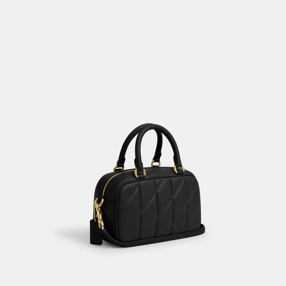 COACH®,サッチェル クロスボディ・キルティング,ミニバッグ&お財布ショルダー,ﾌﾞﾗｯｸ