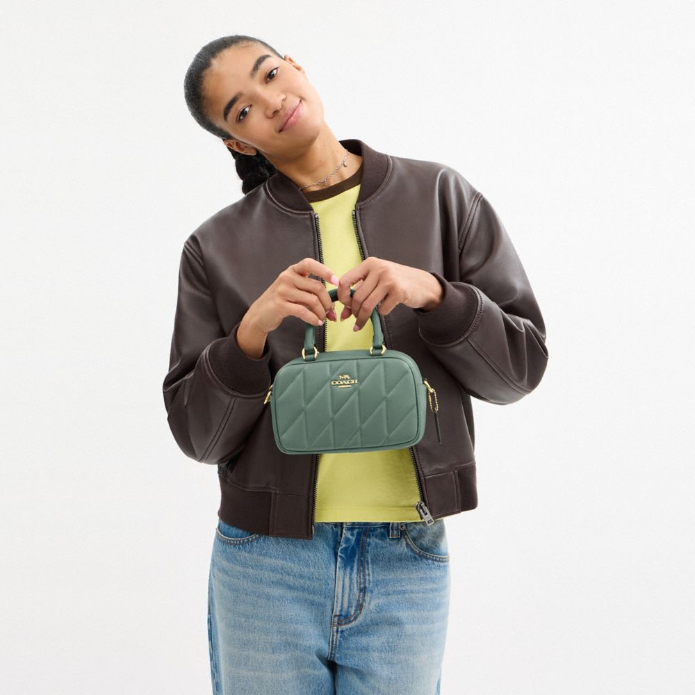 COACH®,サッチェル クロスボディ・キルティング,ミニバッグ&お財布ショルダー,ｾｰｼﾞ