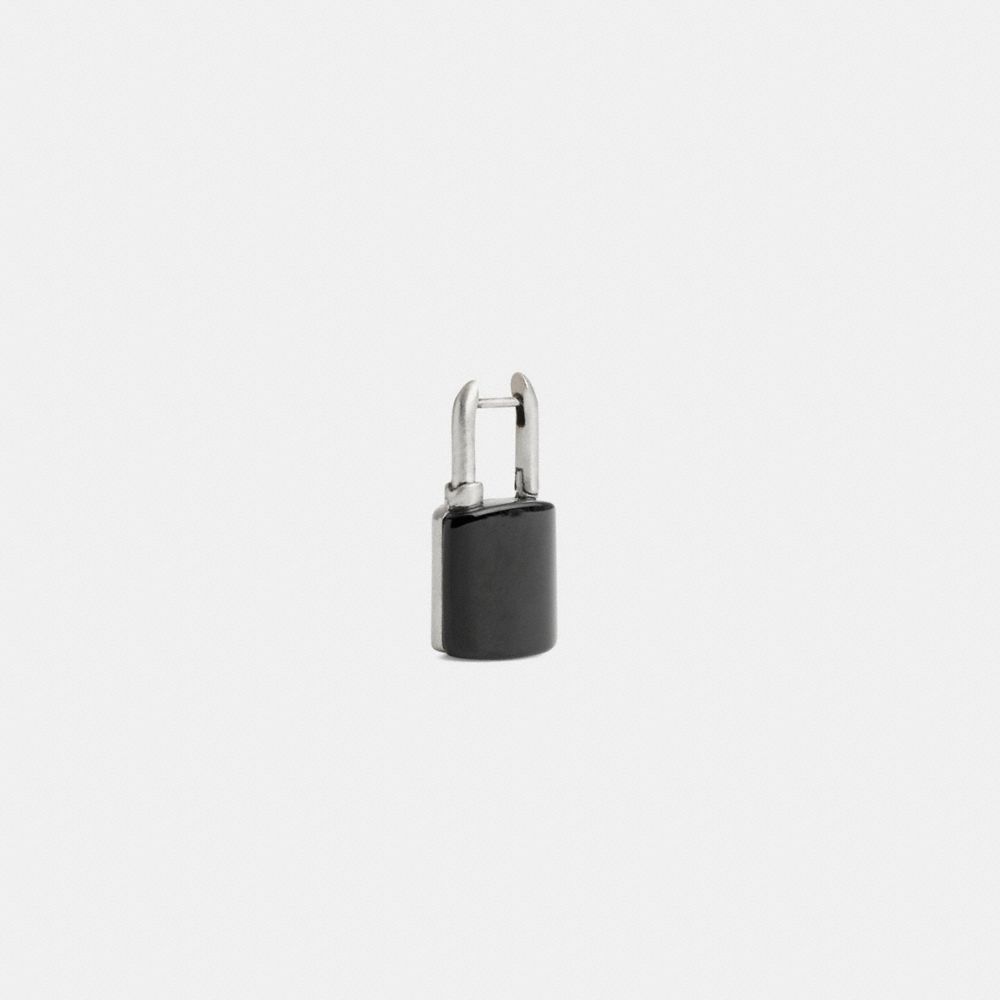 COACH®,BOUCLES D’OREILLES À CADENAS HUGGIE,Argent et noir,Front View