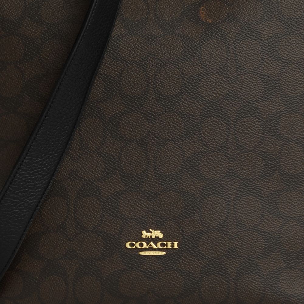 COACH®,Val Duffle Bag In Signature Canvas,Canvas,Leather,Crossbody,Piping,Adjustable,Casual,Brown,Closer View