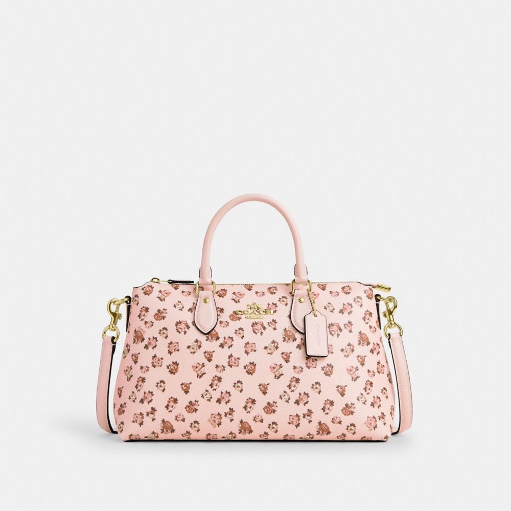 COACH®,Georgia Satchel Bag With Rose Print,,Front View