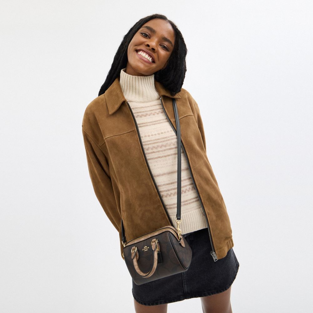 COACH®,Mini Rowan Crossbody In Blocked Maxi Signature Canvas,,Detail View