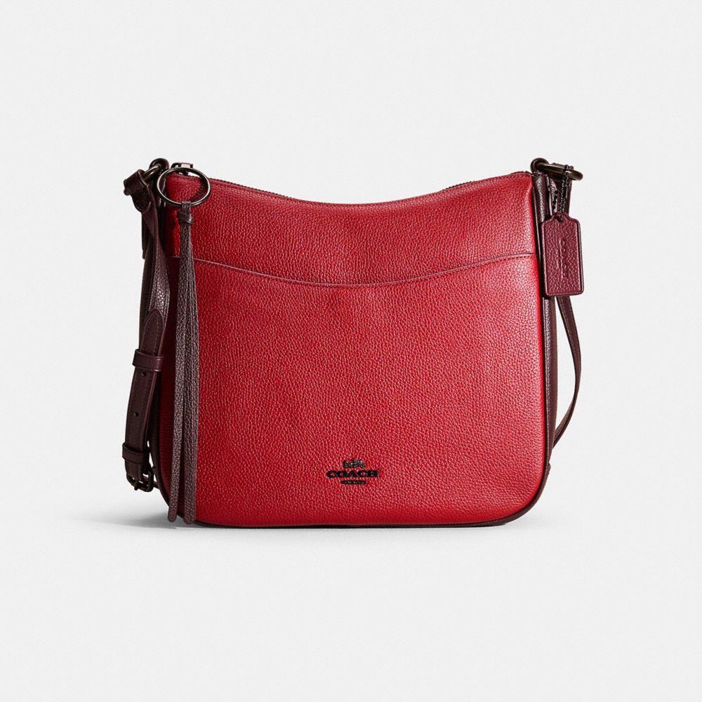 Pewter Brick Red Multi Restored Chaise Crossbody Bag In Colorblock