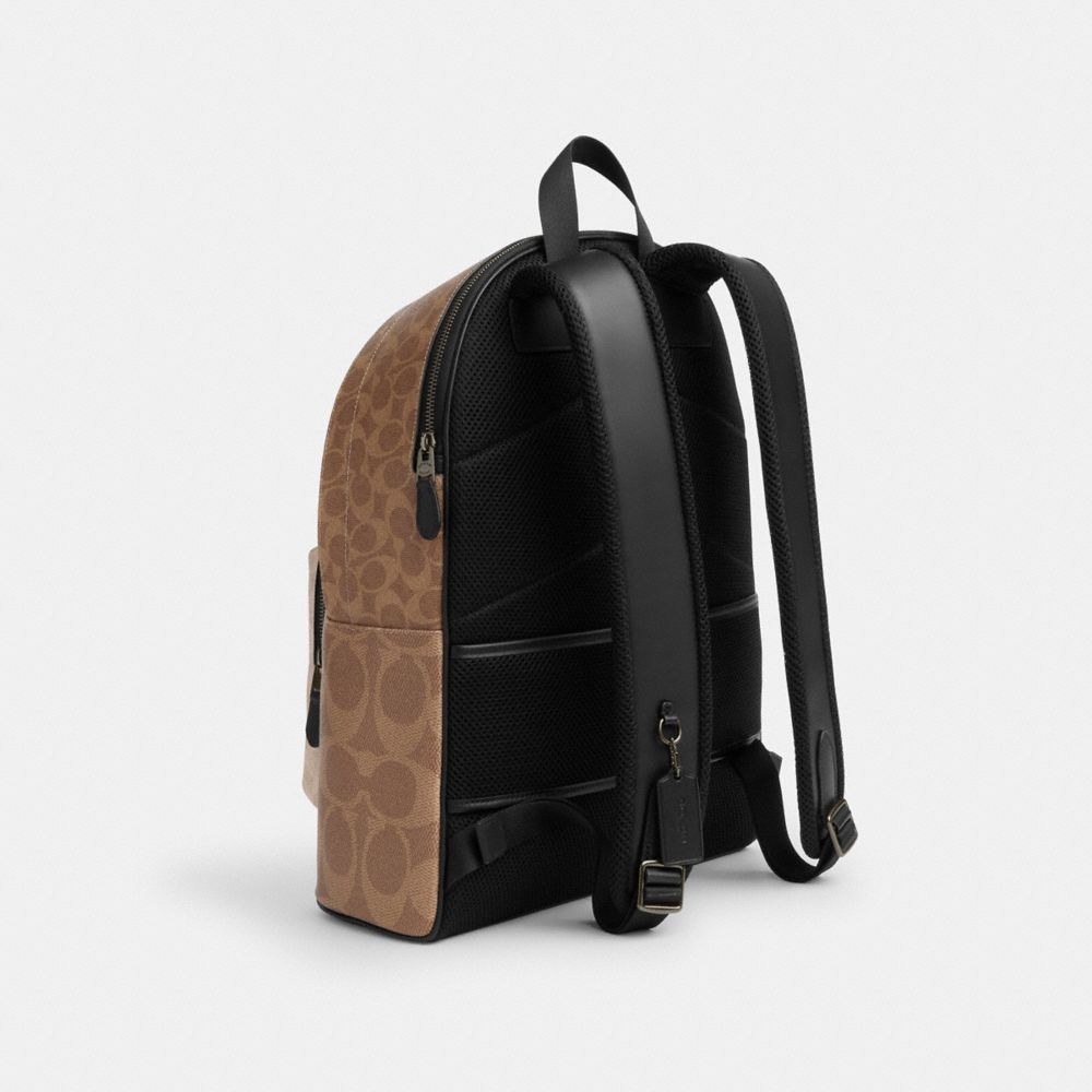 COACH®,West Backpack In Blocked Signature Canvas,,Angle View