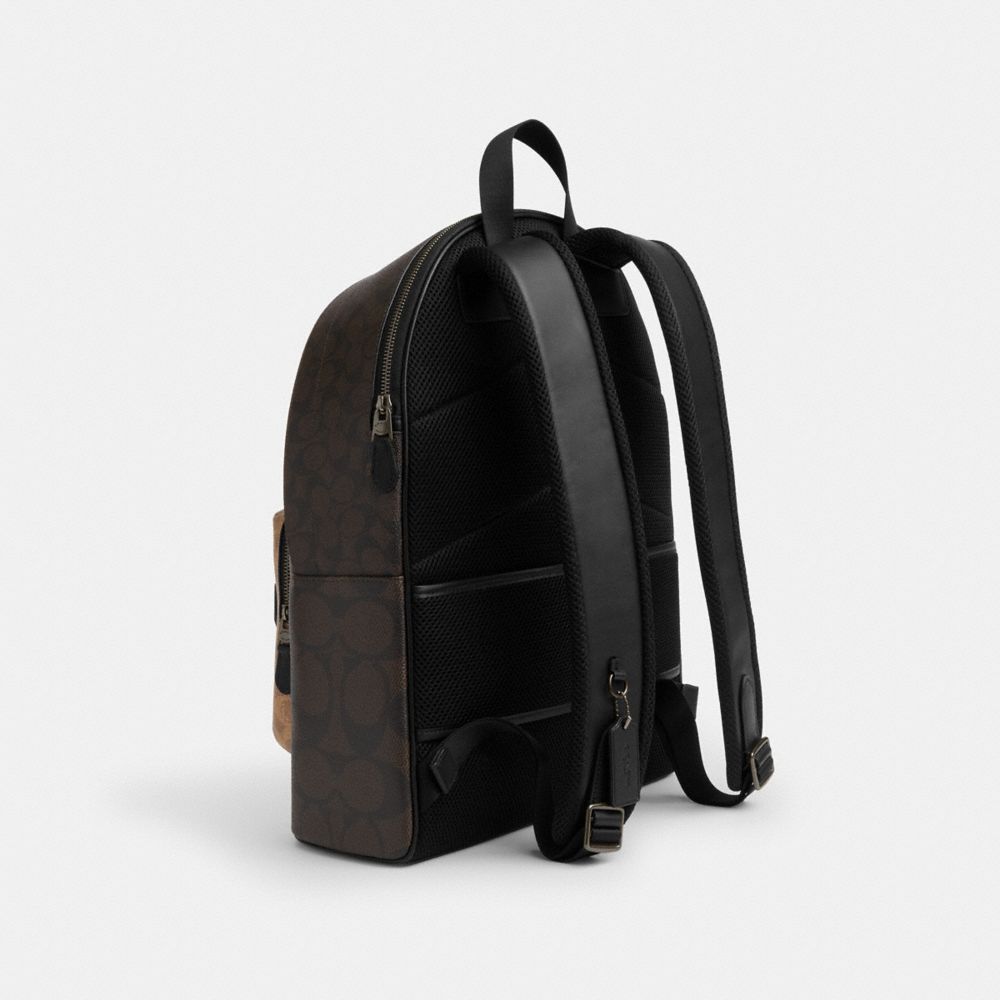 COACH®,West Backpack In Blocked Signature Canvas,,Angle View