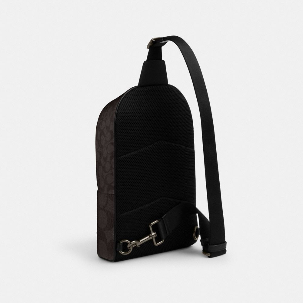 COACH®,West Pack In Blocked Signature Canvas,Calfskin Leather,Canvas,Slingback,Color Block,Adjustable,Casual,Multi Color,Angle View