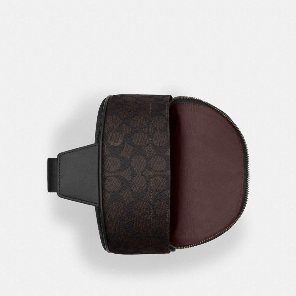 COACH®,West Pack In Blocked Signature Canvas,Calfskin Leather,Canvas,Slingback,Color Block,Adjustable,Casual,Multi Color,Inside View,Top View