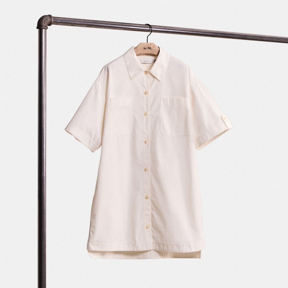 COACH®,Restored Shirt Dress,Cream,Front View